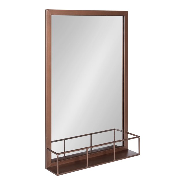 Kate and Laurel Jackson Metal Frame Mirror with Shelf, Bronze 20x30