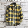 thumbnail image 3 of Ediodpoh Chemise Décontractée Imprimée pour Homme Automne et Hiver à Manches Longues à Simple Col Chemise à Carreaux Chemises pour Homme Jaune_002 TTG, 3 of 3