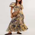 thumbnail image 2 of Robe à Manches Courtes Imprimé Fleurs avec Encolure en Coeur pour Femme, 2 of 5