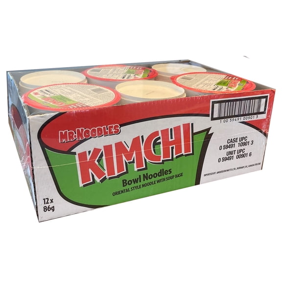 Mr. Noodles Kimchi Bowl, Traditional Flavour, Instant Oriental Style Noodles, 86g, 12 pack case
