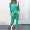 thumbnail image 3 of Mrat Womens 2 Piece Set 2 Piece Jogging Sets Solid Polyester Long Sleeve Sweatsuits Sets Two Piece Track Suits Drawstring High Waist Pants Set Comfy Outfits N-Multicolor 3XL, 3 of 5