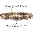 thumbnail image 2 of Bracelet Extensible Unisexe en Perles Rondes de 8 mm en Pierre Précieuse Fossile Corail Naturelle 7 Pouces, 2 of 5
