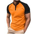 thumbnail image 1 of Kaemgyyd Men's Casual Henley Shirts Stylish Color Block Short Sleeve Summer Tops Lightweight Button Crew Neck Pullover Basic Tees, 1 of 6