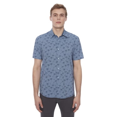 Dark Black Men's 4 Way Stretch s/s button down shirt