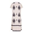 thumbnail image 4 of Ovzne Robes d'Été pour Femmes 2025 Robe d'Été Mode Robe d'Été Décontractée Col en V Manches Courtes Imprimé Bouton Robe de Plage Bohème Robe en Dentelle Robes pour Femmes Manches Courtes, 4 of 6