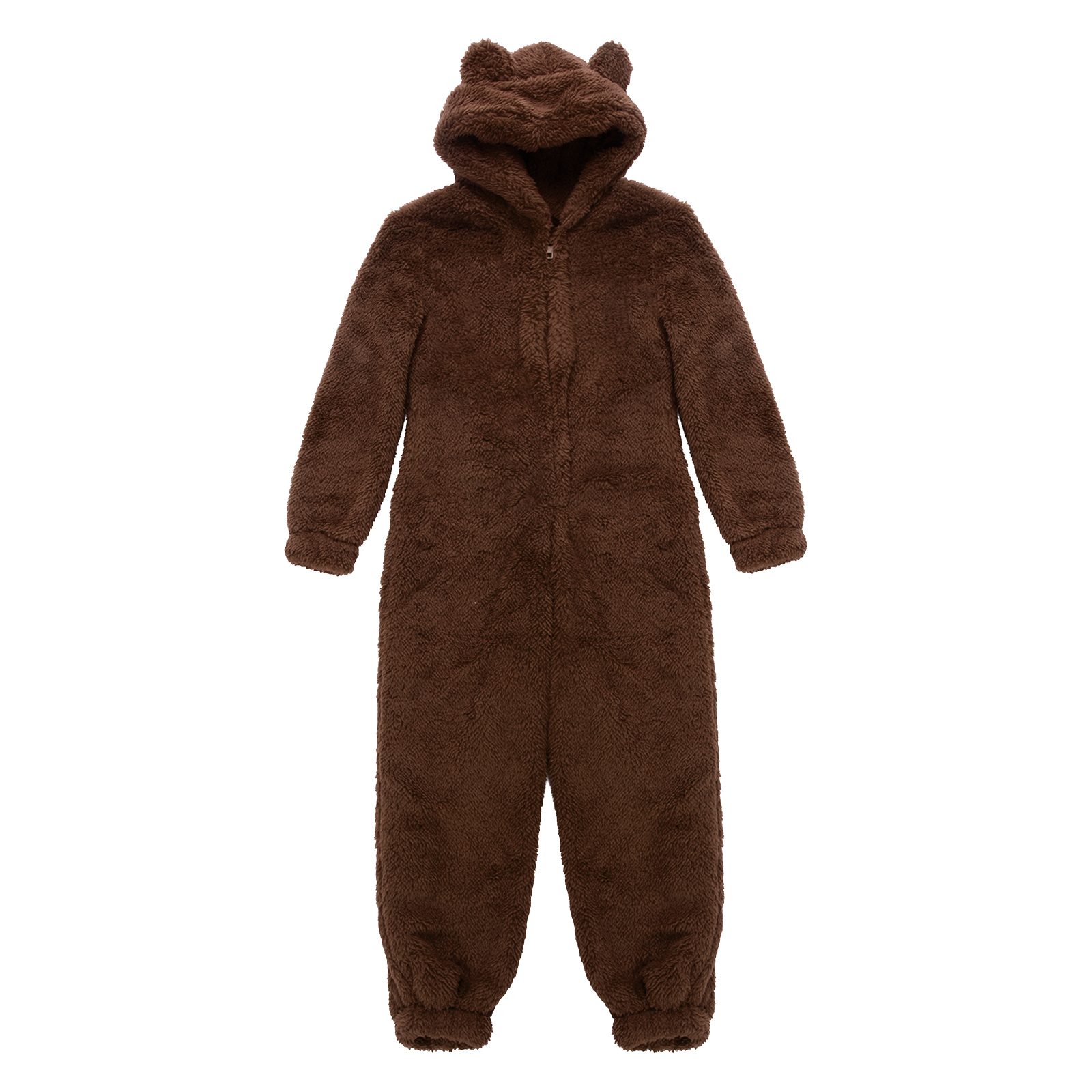 Solid Color Parent-Child Suit, Long Sleeve Family Pajamas Set, Round Neck Zipper Hoodie