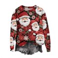 thumbnail image 1 of Atogsazn Chandails de Noël pour Femmes Col Rond Manches Longues Chandail en Molleton Blouse Ample Rouge TTG Mode, 1 of 5