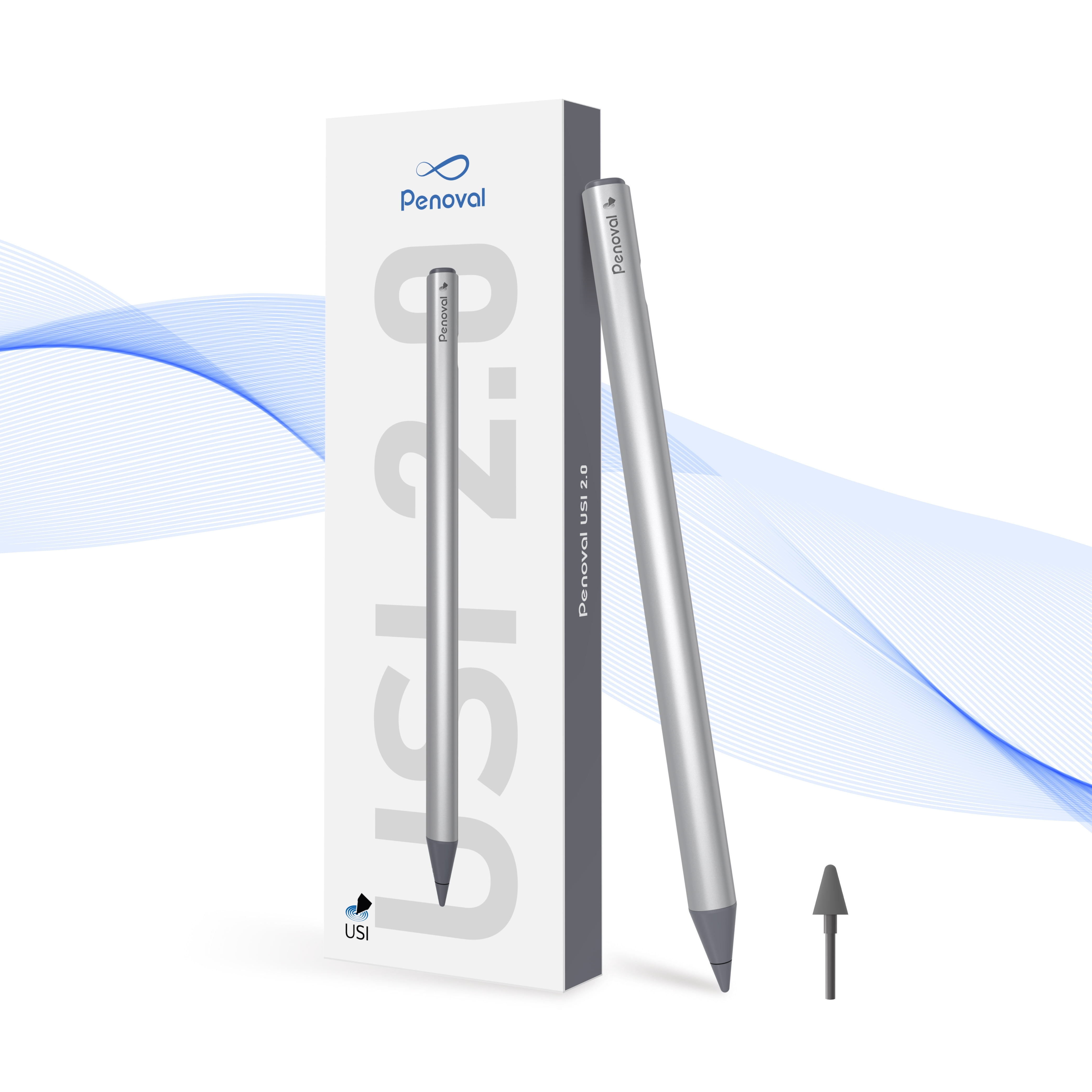 Stylet Penoval USI2.0 pour Chromebook, 4096 niveaux de pression pour Lenovo Chromebook Duet, ASUS Chromebook C436, HP Chromebook X360 12b, HP Chromebook X360 14b Pointe de rechange incluse, USI2.0