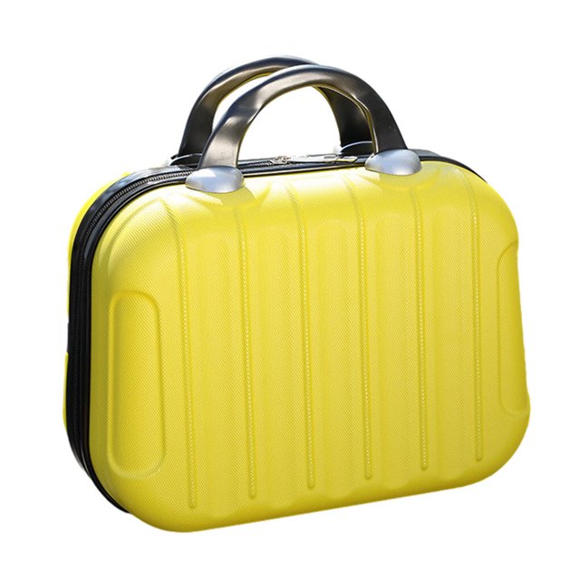 Makeup Storage Organizer Travel ABS Toiletry Suitcase Box Mini Outdoor Handbag Protector Boarding Luggage Cosmetic Case Large Capacity Bag Yellow