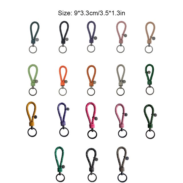 Leather Braided Woven Rope Keychain Lovely DIY Bag Hanging Pendant Exquisite Key Chain Car Keyring Holder Metal Jewelry for Men Orange