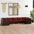 thumbnail image 1 of vidaXL Ensemble de Salon de Jardin 7 Pcs avec Coussins en Rotin Poly Brun, 1 of 4