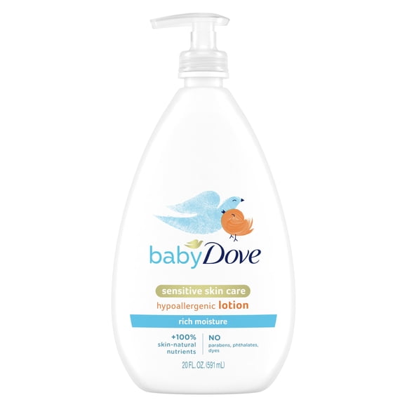 Baby Dove Sensitive Skin Care Body Lotion For Delicate Baby Skin Rich Moisture With 24-Hour Moisturizer 20 fl oz (Package May Vary)