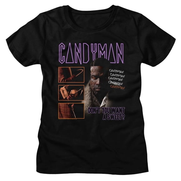 T-Shirt Noir pour Femmes Candyman à Logo Néon 2TG