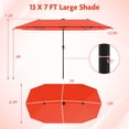thumbnail image 3 of Costway 13 FT Large Patio Umbrella with LED Solar Lights Crank Handle 12 Heavy-Duty Ribs Orange, 3 of 10
