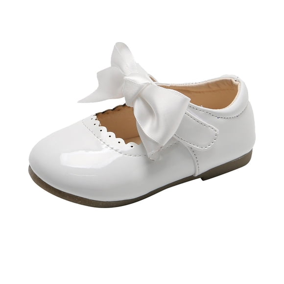 Infant Baby Girls Dress Shoes, Toddler Girls Soft Sole Bowknot Flower Shoes Non Slip Princess Wedding Dress Uniform Sneakers Shoes White 2.5-3T