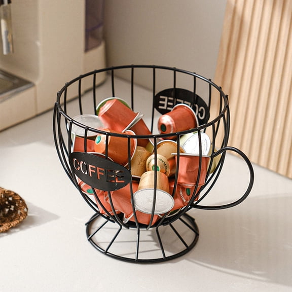Coffee Pod Organizer Shelf, Usavan Unique Coffee Cup Shaped Storage Basket, Sturdy Metal Space Saving Display Shelf for Kitchen Counter Office Desk