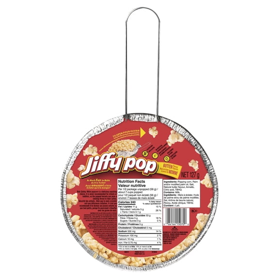 Jiffy Pop Buttery Popcorn Stovetop Popcorn Pan, 127 g