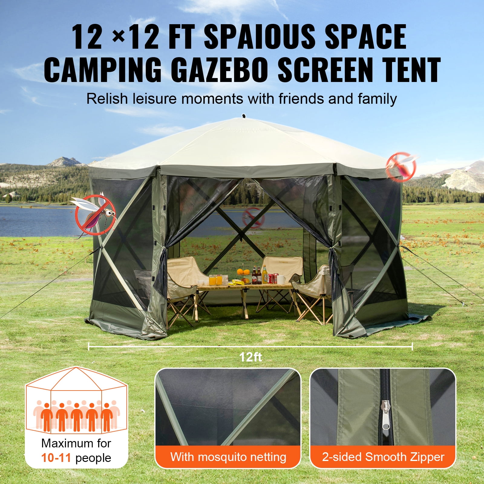 NEIGHBORHOOD CAVE E-POP UP TENT テント KFFKFF 12x12FT Pop Up Gazebo, Camping Gazebo Screen Tent, Pop Up