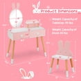 thumbnail image 3 of Gymax Kid Vanity Set Makeup Table Stool with Drawer Shelf Wood Leg Rabbit Mirror Pink, 3 of 10