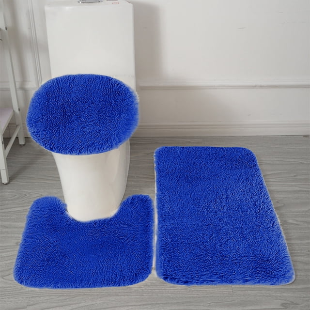 PRETXORVE Solid Color Bath Mats 3 Set Bathroom Rugs for 3 Pcs Mats Soft Comfortable Water Absorption Non- Thick Washable Easier to Dry Dark