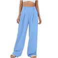 thumbnail image 1 of VEKDONE Pantalon Long en Lin pour Femme Bleu Ciel TTG, 1 of 5