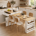thumbnail image 2 of Homy Casa 82.7" Rolling Kitchen Island with Extendable Dining Table, Power Outlet, 2 Drawers & Storage, White, 2 of 12
