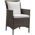 thumbnail image 2 of Modway Conduit 17" Rattan Patio Dining Armchair in Brown/White (Set of 2), 2 of 3