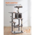 thumbnail image 3 of Feandrea Cat Tree, 56.3-Inch Cat Tower for Indoor Cats, Multi-Level Cat Condo with Scratching Posts, Perches, Hammock and Cave, Light Gray, 3 of 7