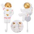 thumbnail image 4 of Miangastore 2 Pcs Wall-mounted Sticky Hooks Astronaut Shape Hooks Adhesive Hook Coat Hangers, 4 of 8
