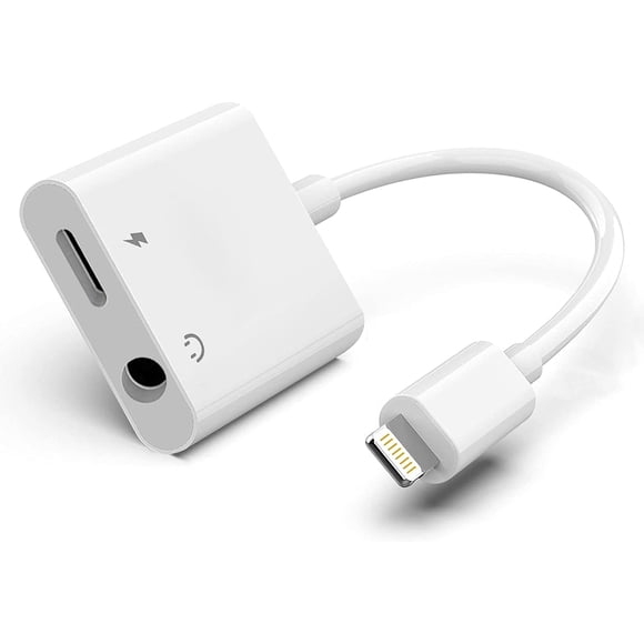 [2 in 1] Headphone Adapter for iPhone, Apple Lightning to 3.5mm Jack Dongle Aux Audio Earphone Accessories Compatible for iPhone 13/12 Pro Max/XS/8 7 Support All iOS System