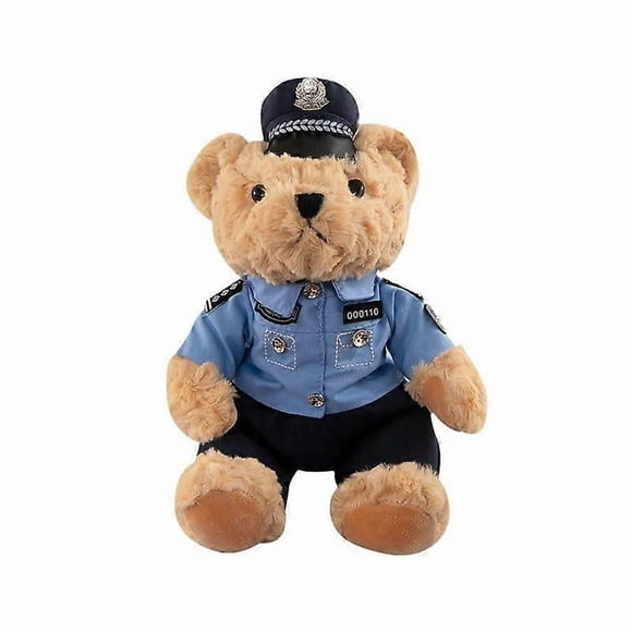 Police Teddy Bear Plush Bear Toy Stuffed Animal Furry Traffic Officer Bear Plush Toy For Kids Adults