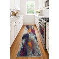 thumbnail image 1 of Rug Branch Zora 2' x 8' (2'3 x 8') Purple/Orange Abstract Indoor Runner Rug, Contemporary, Medium Pile, Stain-Resistant Hallway Carpet, 1 of 5