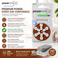 thumbnail image 4 of 240-pack PowerOne p312 Zinc Air Hearing Aid Batteries, Size 312, 1.45V Mercury-Free Hearing Aid Battery Tabs, 4 of 6