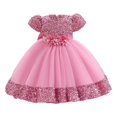thumbnail image 1 of Robe Formelle pour Tout-Petit à Manches Bouffantes, Robe de Bal, Robe en Tulle, Robe d'Anniversaire pour Filles 6-12 Mois, 1 of 4