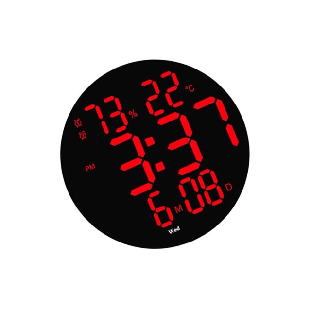 Wall Clock USB Powered Clock Non Ticking Digital Clock for Living Room Red Light