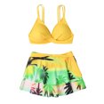 thumbnail image 1 of Bikini Swimsuit for Women with High-Waist Bottom, Polyester Fabric, Removable Chest Pads, Solid Color Design, for Beach Vacation or Pool Swimming, 1 of 9