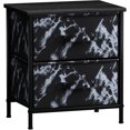 thumbnail image 1 of Sorbus Table de Chevet à 2 Tiroirs Commode Table d'Appoint - Cadre Noir Marbre Noir, 1 of 9