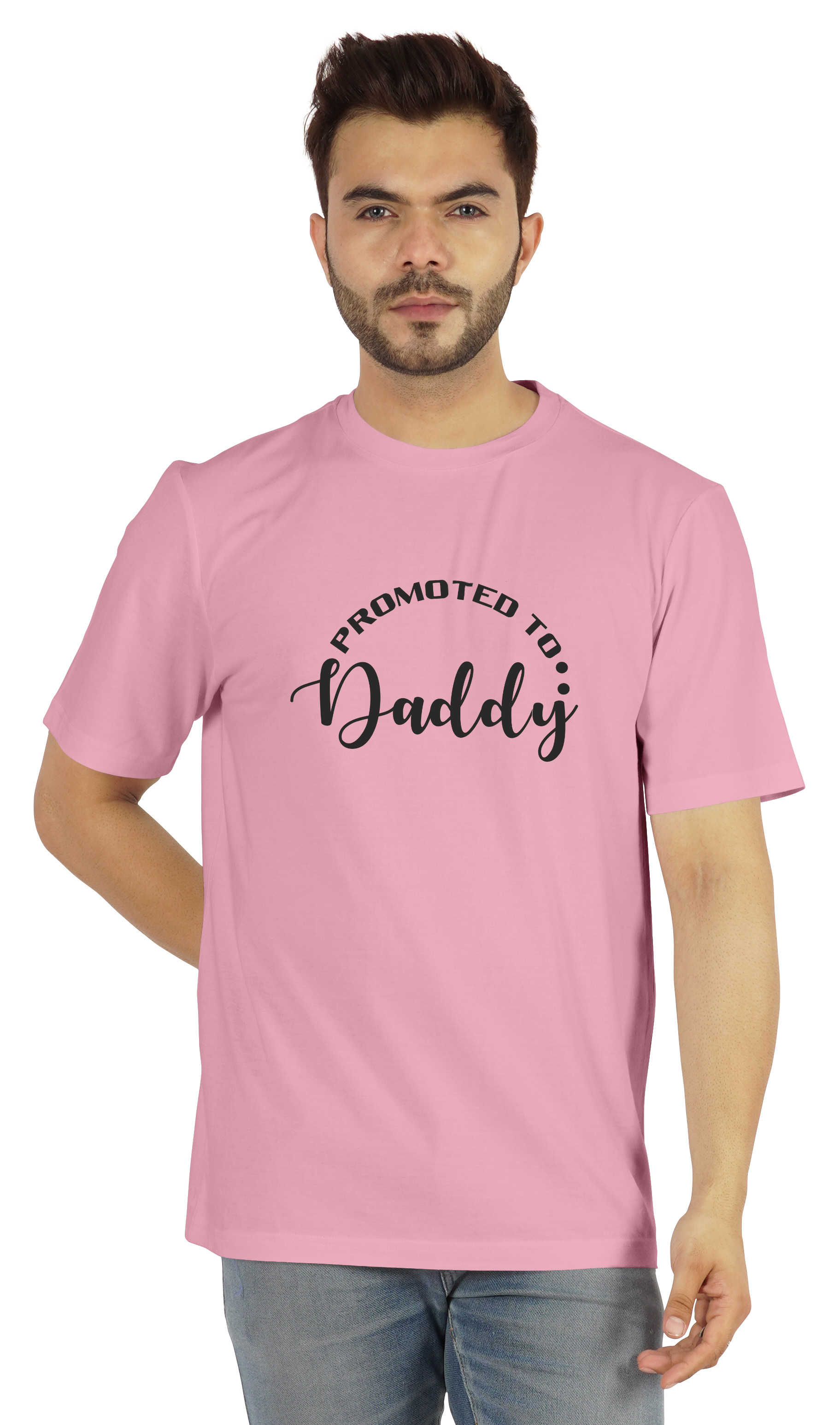 Inkmeso T-Shirt à Col Rond pour Hommes avec Imprimé Graphique Promoted To Daddy€ pour Papa pour la Première Fois