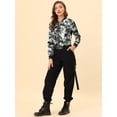 thumbnail image 4 of INSPIRE CHIC Blouson Bomber Court à Imprimés Floraux pour Femme à Col Montant à Fermeture à Glissière, 4 of 4