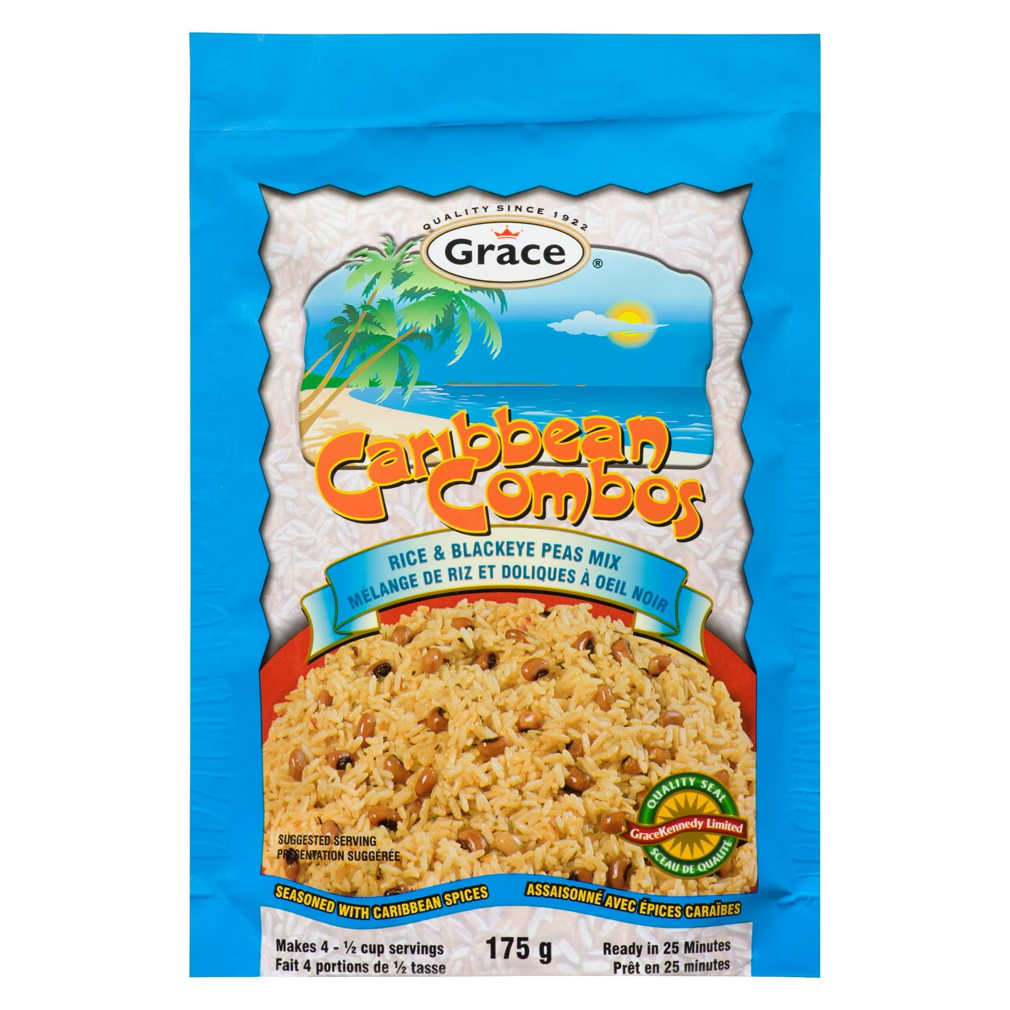 Grace Kennedy Caribbean Combos Rice & Blackeye Peas Mix, 175g Bag