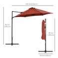 thumbnail image 3 of Outsunny Parasol de Patio Offset 8,5 Pi Rotation 360° Cantilever, Rouge, 3 of 10