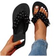 thumbnail image 1 of RKSTN Sandales pour Femmes Chaussures de Mode Décontractées Bout Rond Talon Compensé Pantoufles Perles Sandales de Plage Confortables, 1 of 5