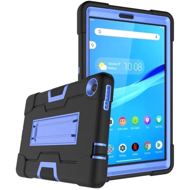 Mignova for Lenovo Tab M8 8.0 Inch Case,Hybrid Three Layer Full-Body Shockproof Armor Defender Full-Body Rugged Protective Case Cover with Stand for Lenovo Tab M8/M8 Smart Tab 8.0 Tablet (Black/Blue)