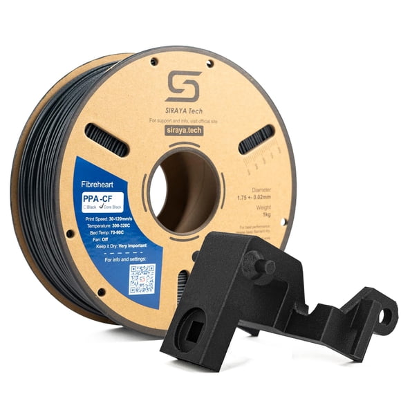 Siraya Tech Fibreheart PPA-CF Core Black 3D Printer Filament - PPA Nylon with 25% Core-Concentrated Carbon Fiber, Ultra-Strong, Heat-Resistant, Low Warpage for Automotive & In