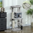 thumbnail image 3 of PawHut 52 Inch Cat Tree with Scratching Posts, Cat Bed, Condo, Light Grey, 3 of 10
