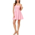 thumbnail image 2 of INSPIRE CHIC Robe pour Femme Décolleté Cœur Sans Bretelles Fermeture Éclair Apparente Mini Robe Évasée S Rose, 2 of 6