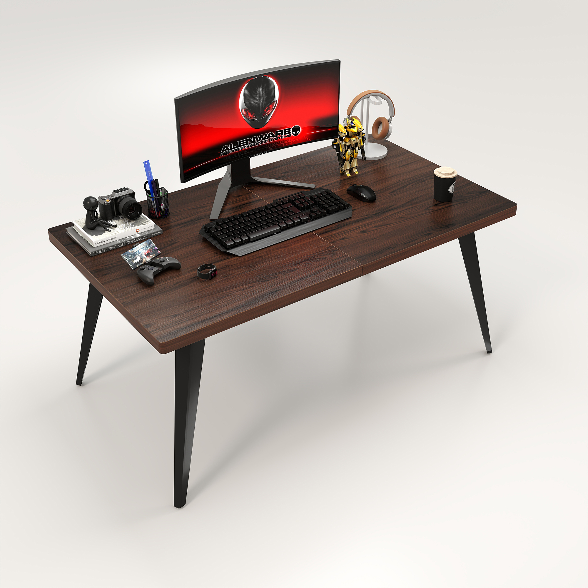 Homy Casa 63 in. Computer Desk with Thick Top and Flat Metal Legs, Multi-Use Meeting Table