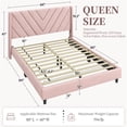 thumbnail image 3 of Yaheetech Upholstered Platform Bed Frame with Tufted Headboard, Queen, Pink, 3 of 7