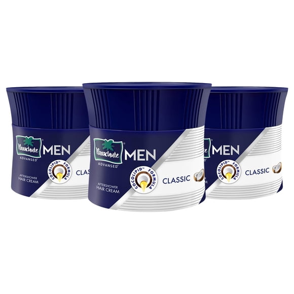 Parachute Crème Capillaire pour Hommes, 100 ml (Lot de 3)/crème Capillaire après la Douche /crème de Remplacement pour Cheveux Non Collante / Bienfaits de la Noix de Coco