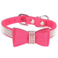 thumbnail image 1 of Rose Rouge TP 30x1.5cm Collier pour Chat en Microfibre Suédine Double Nœud Cristal Étincelant Strass Fourniture pour Animaux, 1 of 5